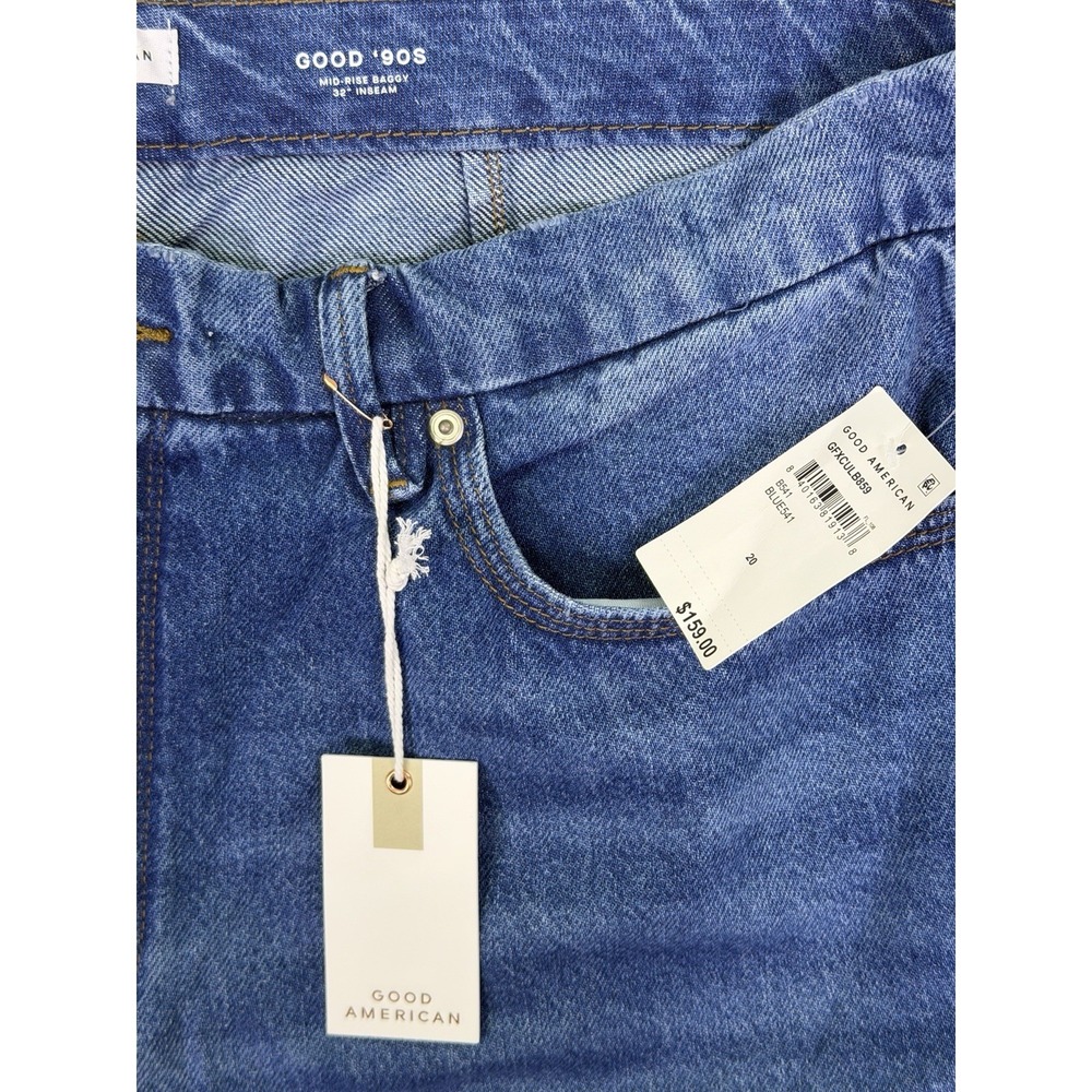 New Good American Jeans Womens 20 Plus Blue Good 90s Mid Rise Baggy Wide Leg - Picture 8 of 11